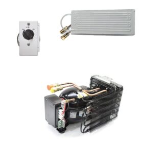 Kit refrigerazione Frigo vitifrigo 80lt compressore ND35 12/24V 220V Evaporatore a piastra PT3 con giunti rapidi e termostato made in italy