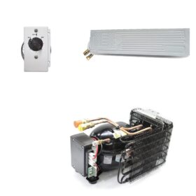 Kit refrigerazione Frigo vitifrigo 140lt compressore ND35 12/24V Evaporatore a piastra PT10 con giunti rapidi e termostato made in italy