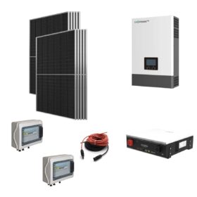 Kit OFF GRID/ ON GRID Autoconsumo 5Kwp Pannello Solare HYUNDAI 500Wp Inverter 6Kwh LUXPOWER con regolatore  + Batteria litio 5Kwh + QUADRO BYPASS RETE ISOLA