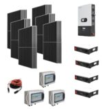 Kit Off grid autoconsumo 16Kwp Pannello Solare SwissWatt SWO Davos Diamond 2 450Wp Monocristallino Classe Resistenza grandine 4 Inverter 12Kwh regolatore 2 ingressi + Batteria litio 400Ah 20Kwh LUXPOWER QUADRO BYPASS RETE ISOLA