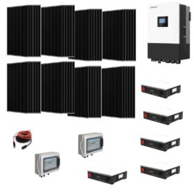 Kit OFF/ON GRID TRIFASE 18,6Kwp Pannello Solare AIKO NEOSTAR 3P 490Wp A490 MCE54DW Monocristallino BLACK FRAME Inverter 12Kwh con regolatore 3 MPPT 6 ingressi luxpower  + Batteria litio 25Kwh
